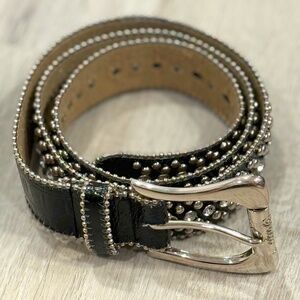 Vintage Guess Black Synthetic Leather Rhinestone Belt XL